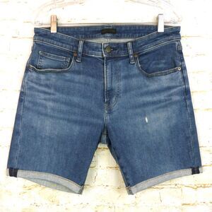 Uniqlo Denim Shorts Mens 31 Blue Cut Off Skinny Ultra Stretch Bermuda Casual